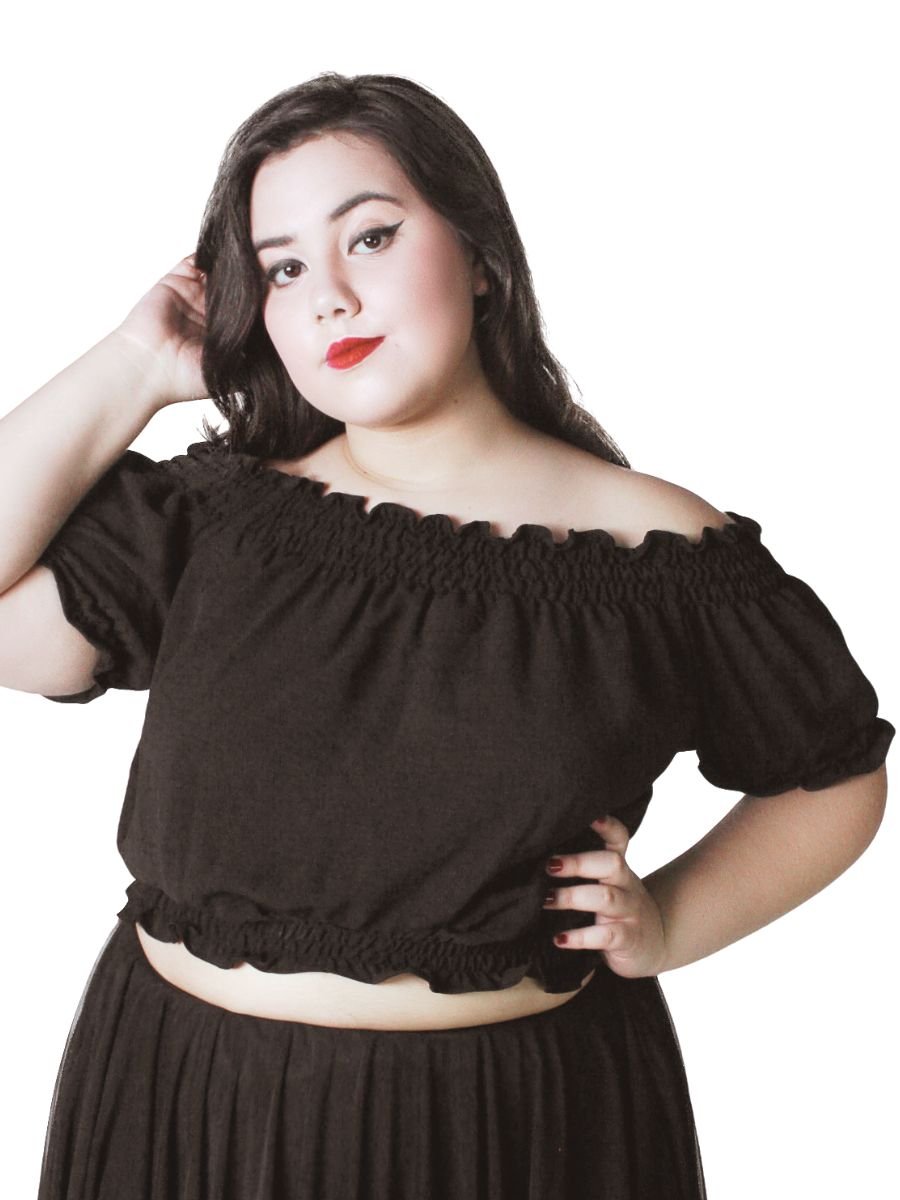 Blusa Cropped Ciganinha Steampunk Lolita