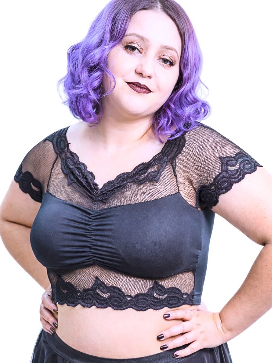 Blusa Cropped Dark Roses