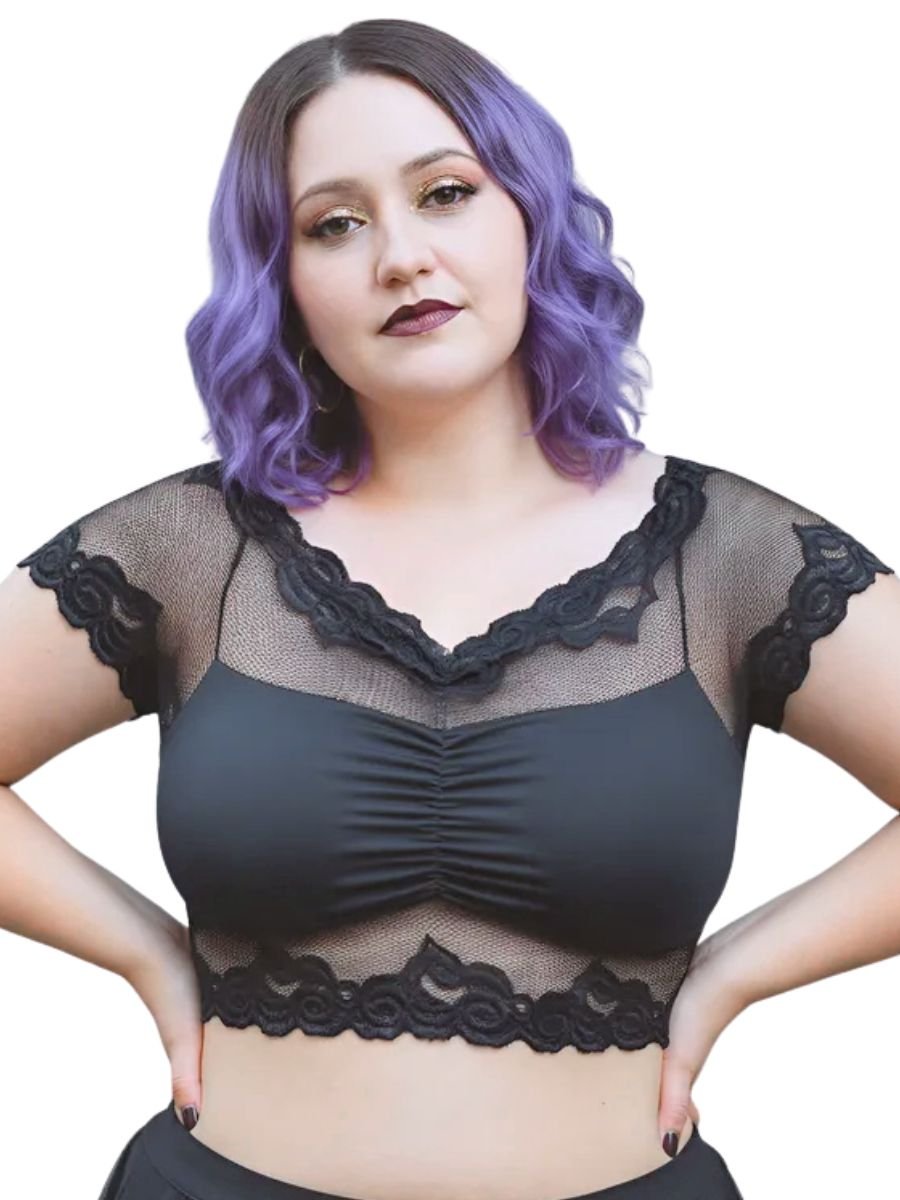 Blusa Cropped Dark Roses
