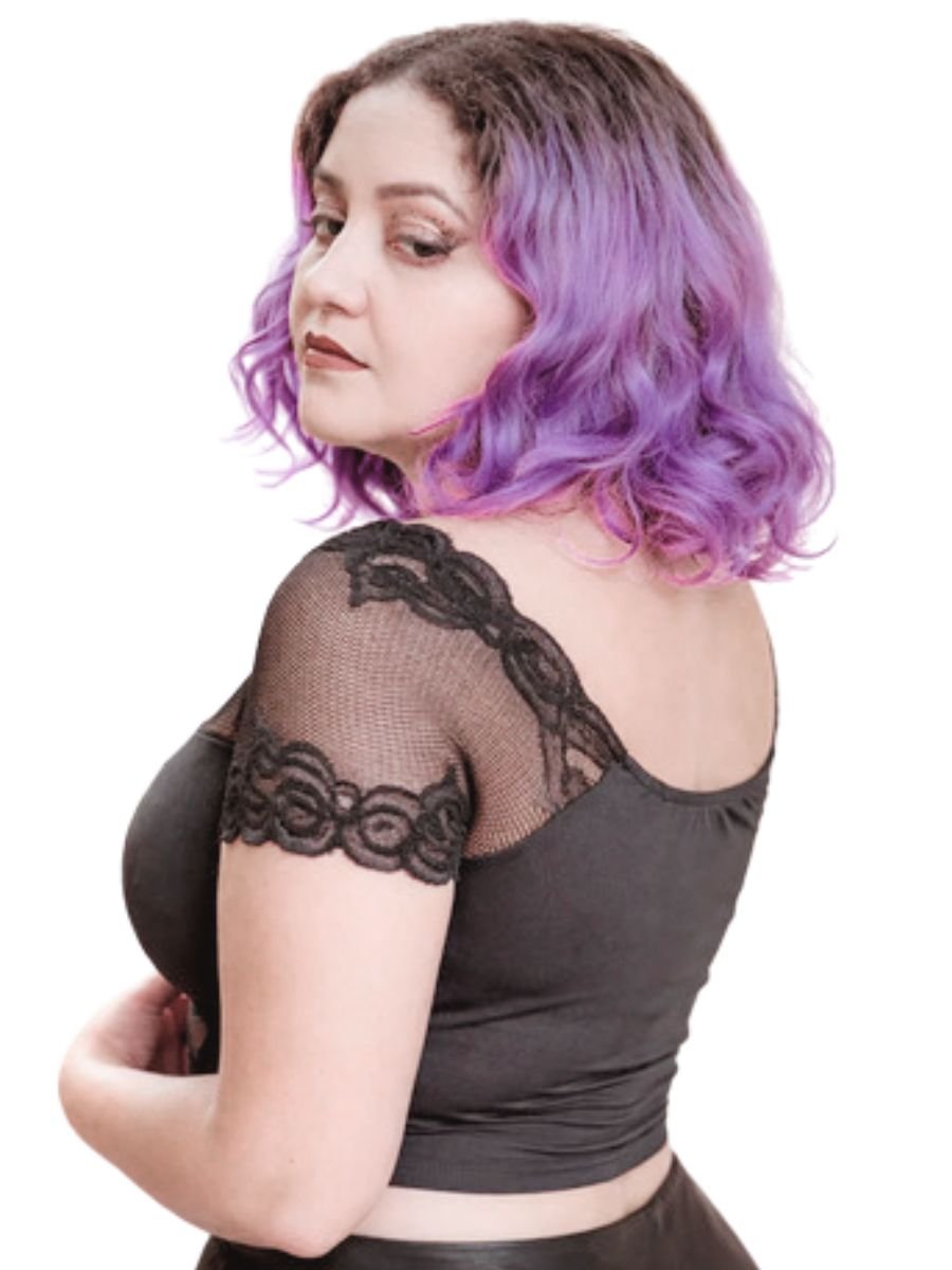 Blusa Cropped Dark Roses