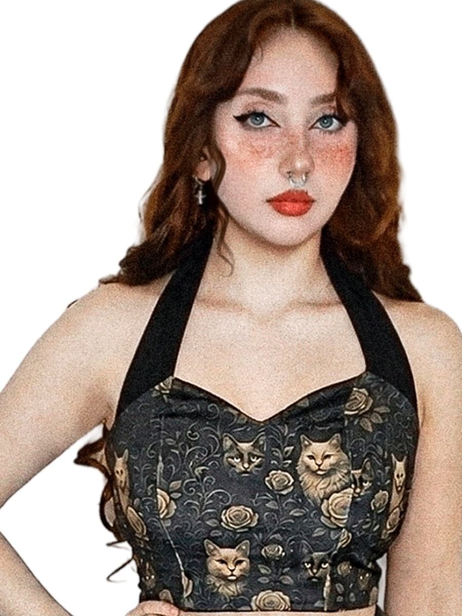 Blusa Cropped Gato Vintage Meovv