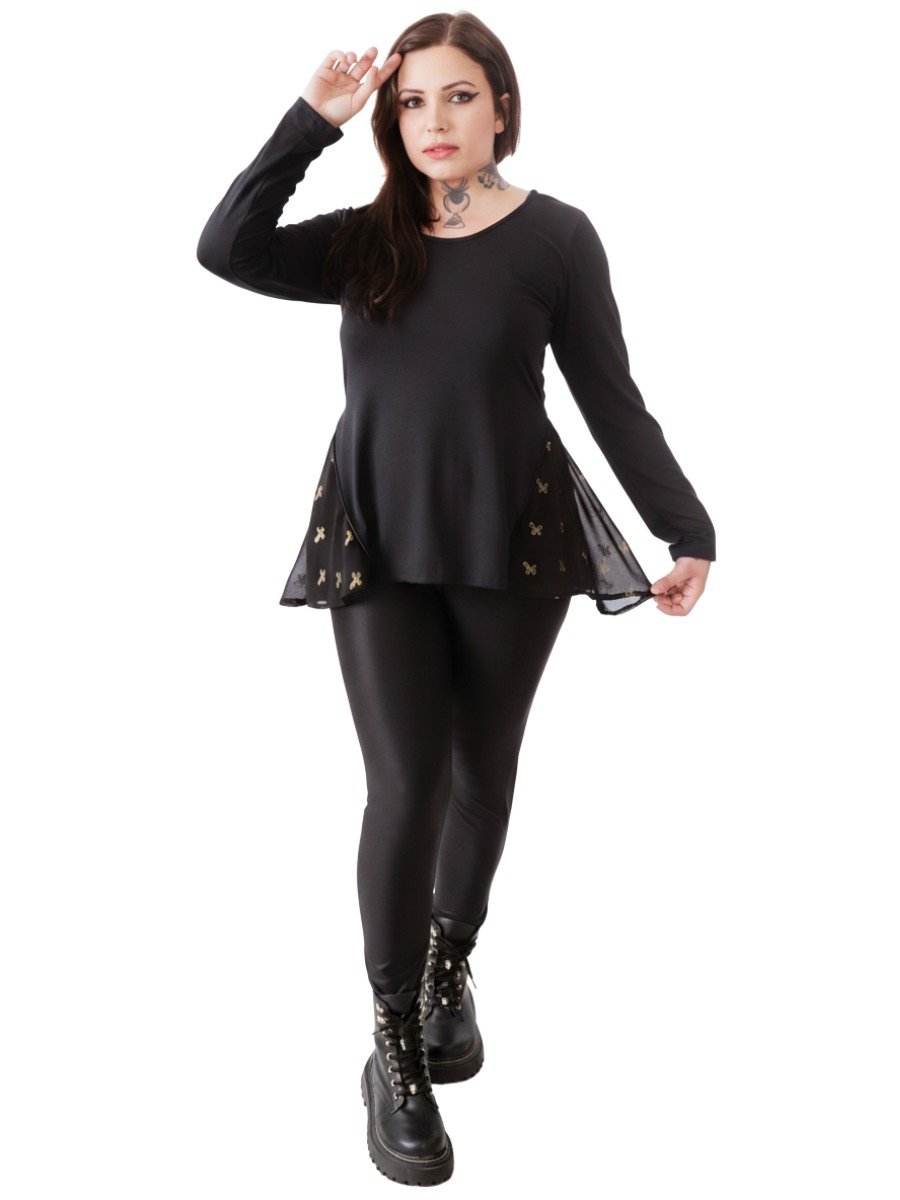 Blusa Puppet Dark Cross Strass