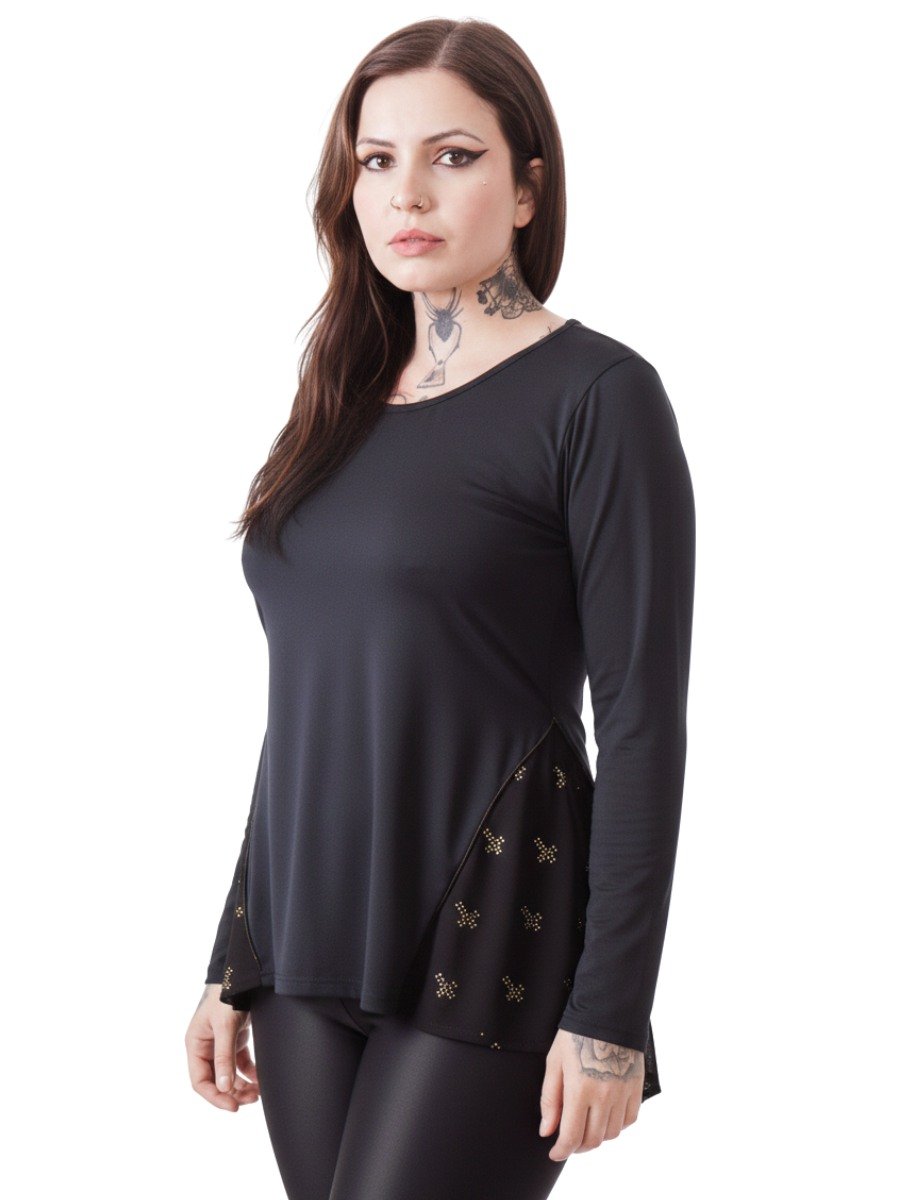Blusa Puppet Dark Cross Strass
