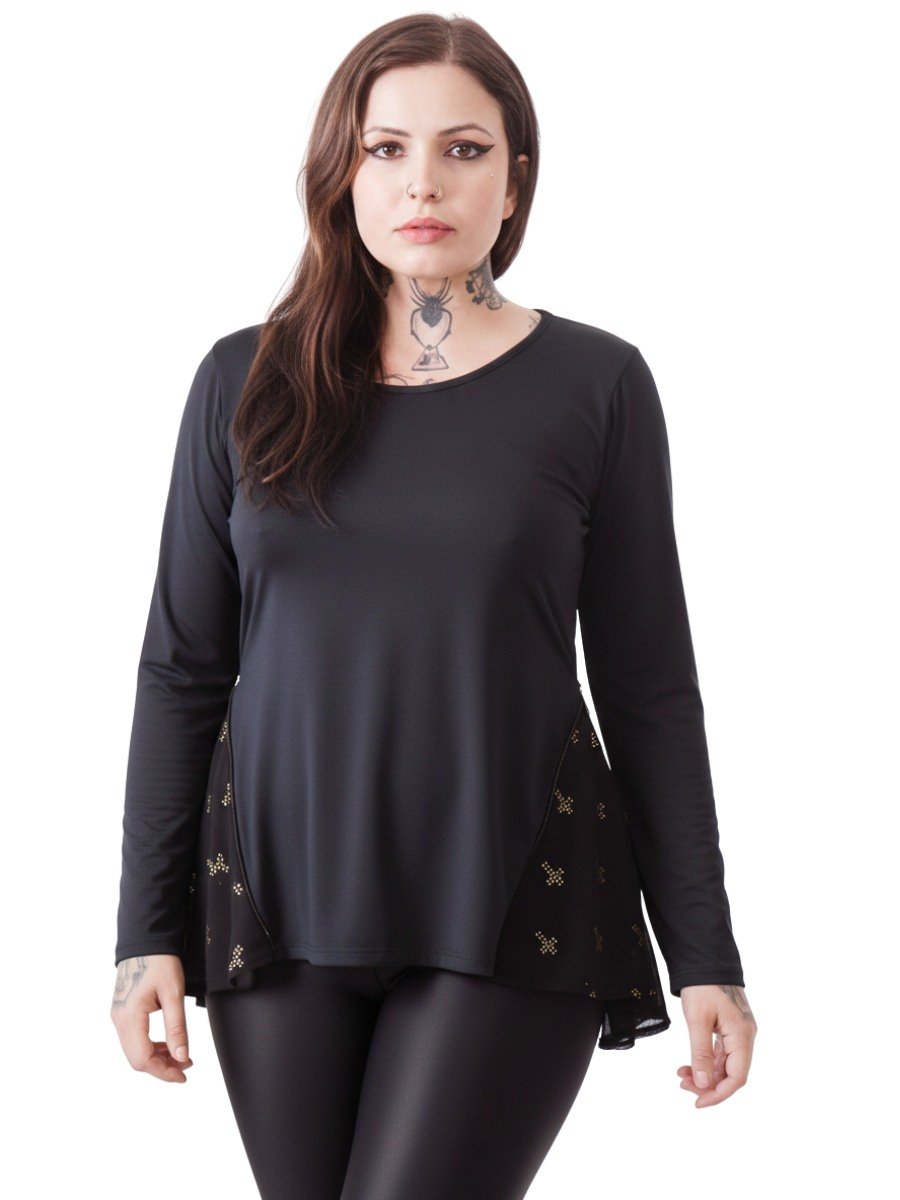 Blusa Puppet Dark Cross Strass
