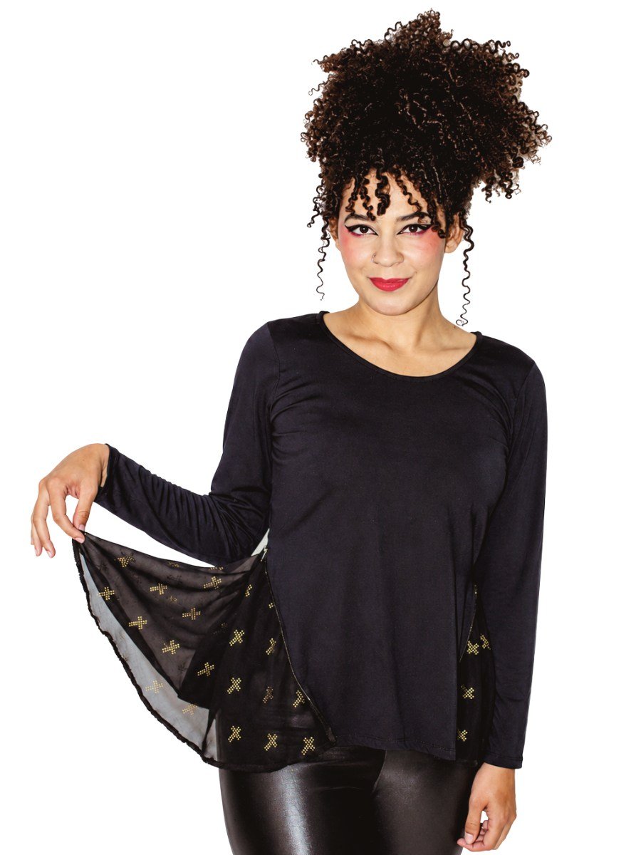 Blusa Puppet Dark Cross Strass