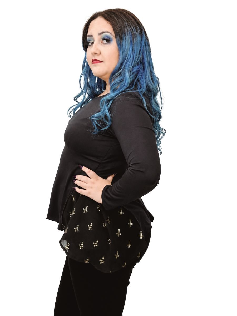 Blusa Puppet Dark Cross Strass