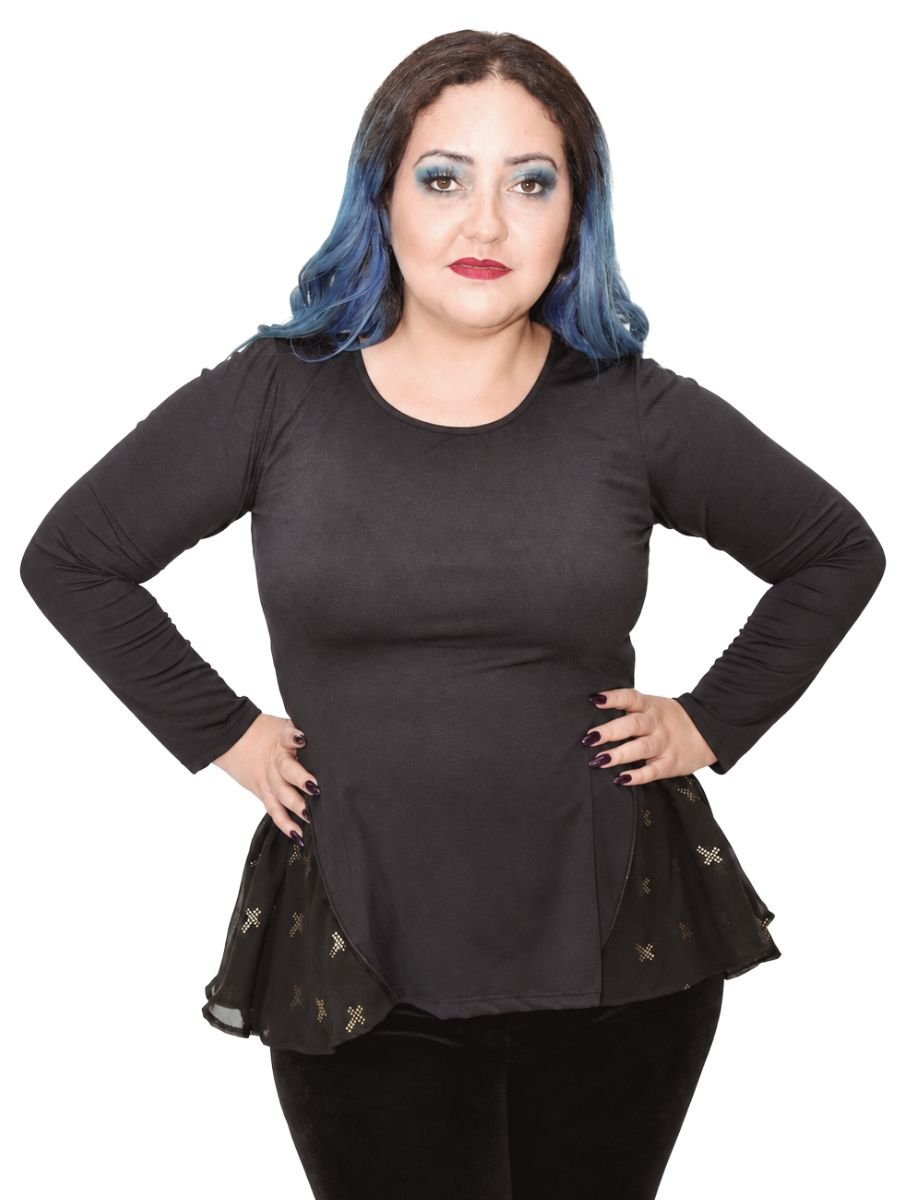 Blusa Puppet Dark Cross Strass