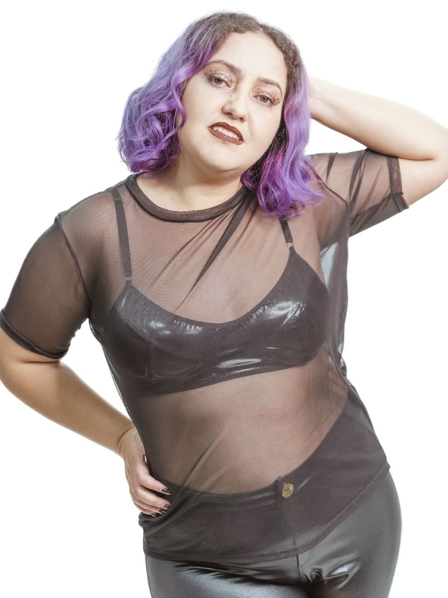 Blusa Tule Transparente Lisa Moon