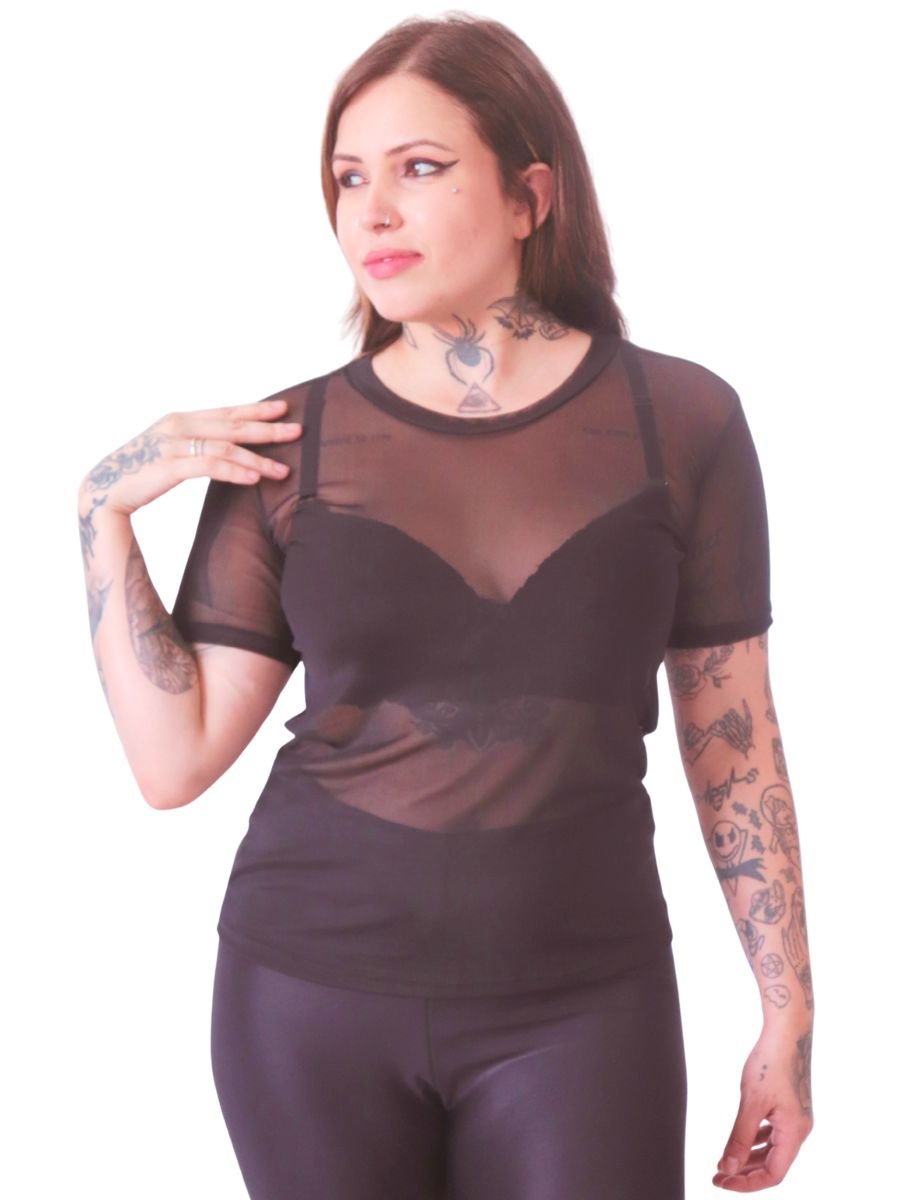 Blusa Tule Transparente Lisa Moon