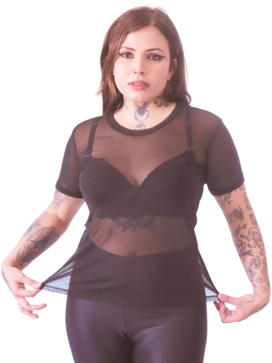 Blusa Tule Transparente Lisa Moon