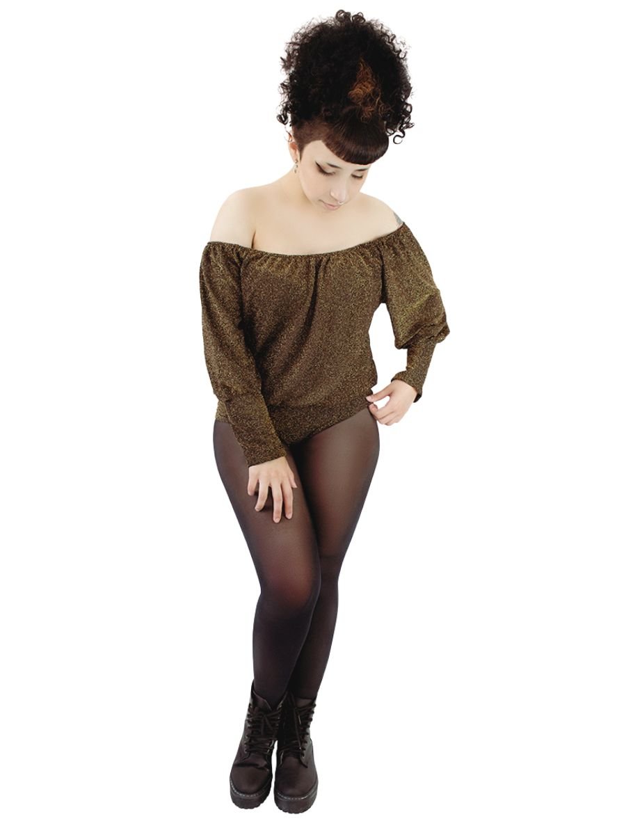 Body Steampunk Lurex Ouro Velho Gold