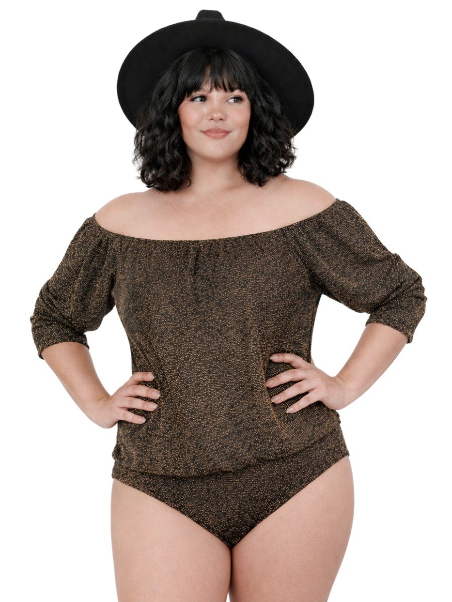 Body Steampunk Lurex Ouro Velho Gold