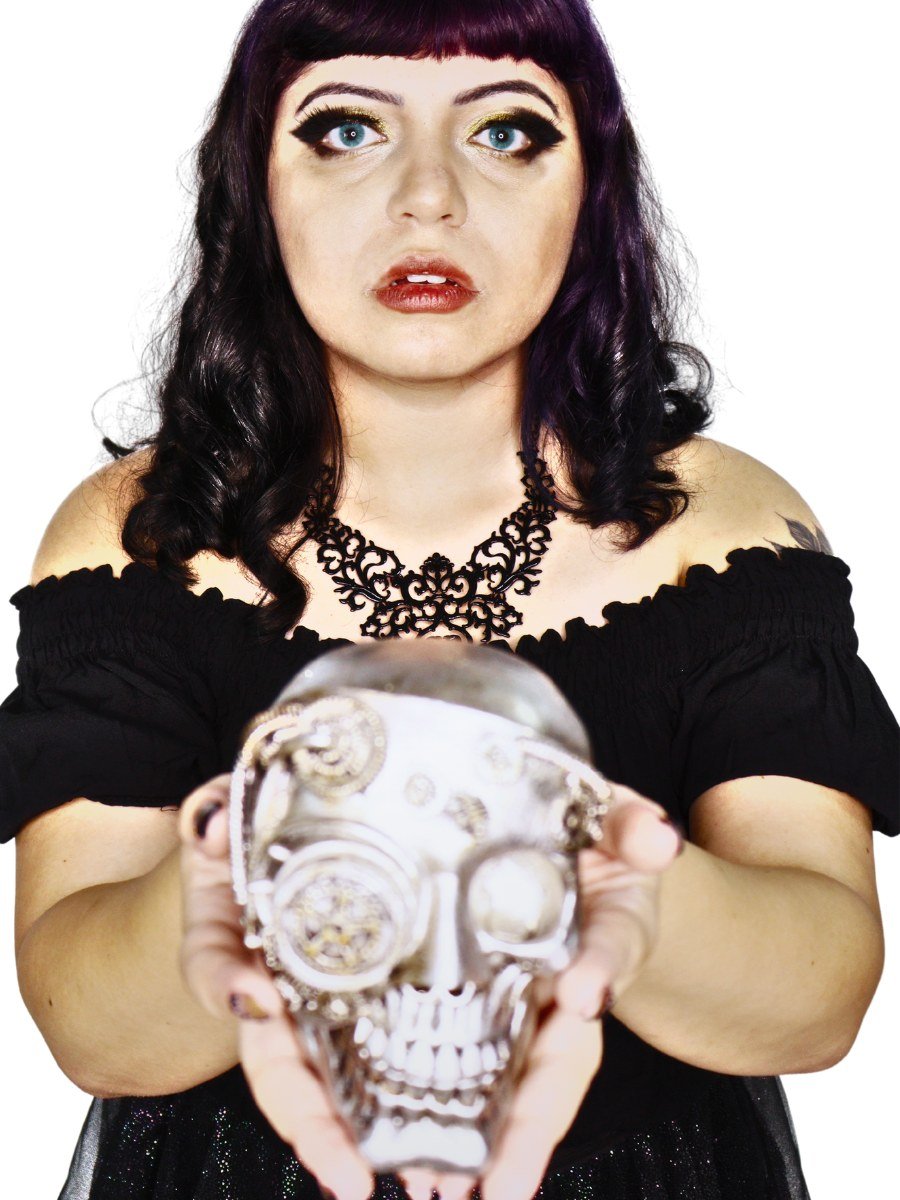 Caveira Steampunk Cyborg Com Engrenagem Objeto Decorativo Em Resina