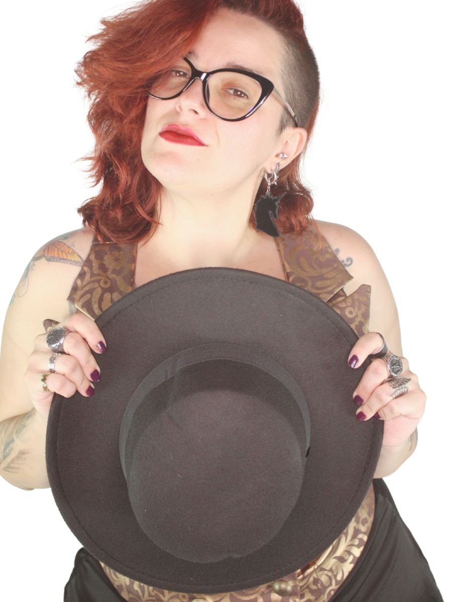 Chapéu Pork Pie Preto Aba Curta