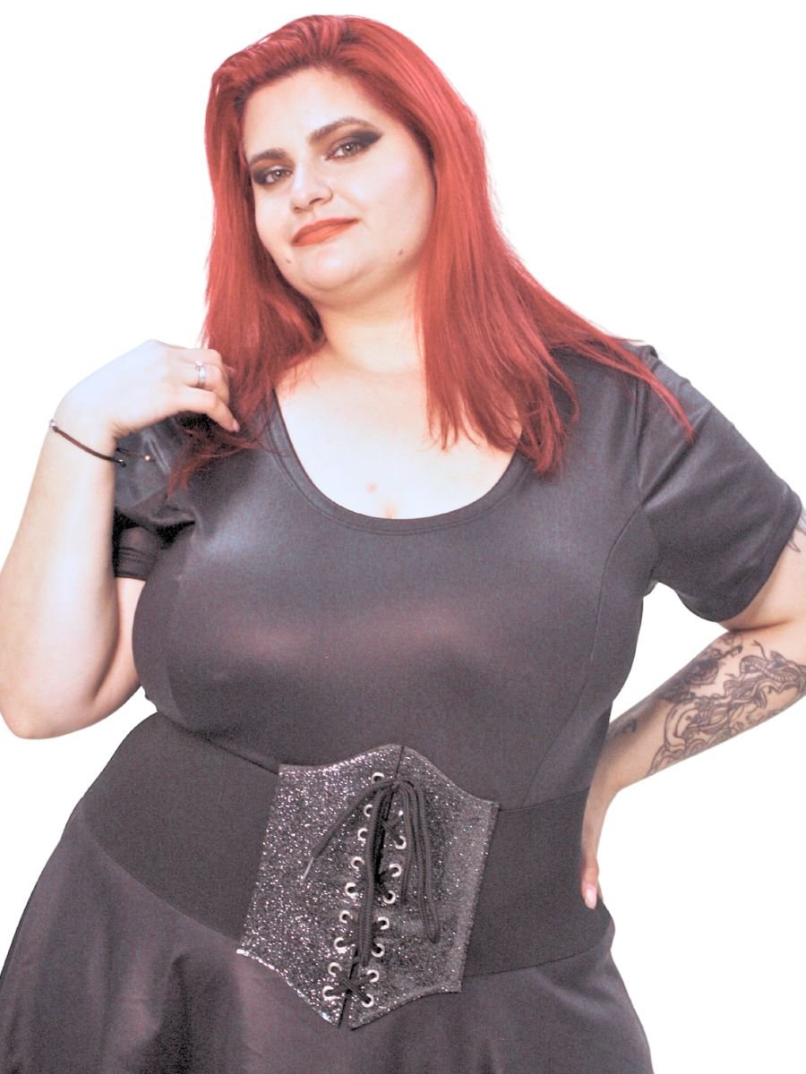 Cinto Corselet Lace Up Ajustável Glitter Mariah
