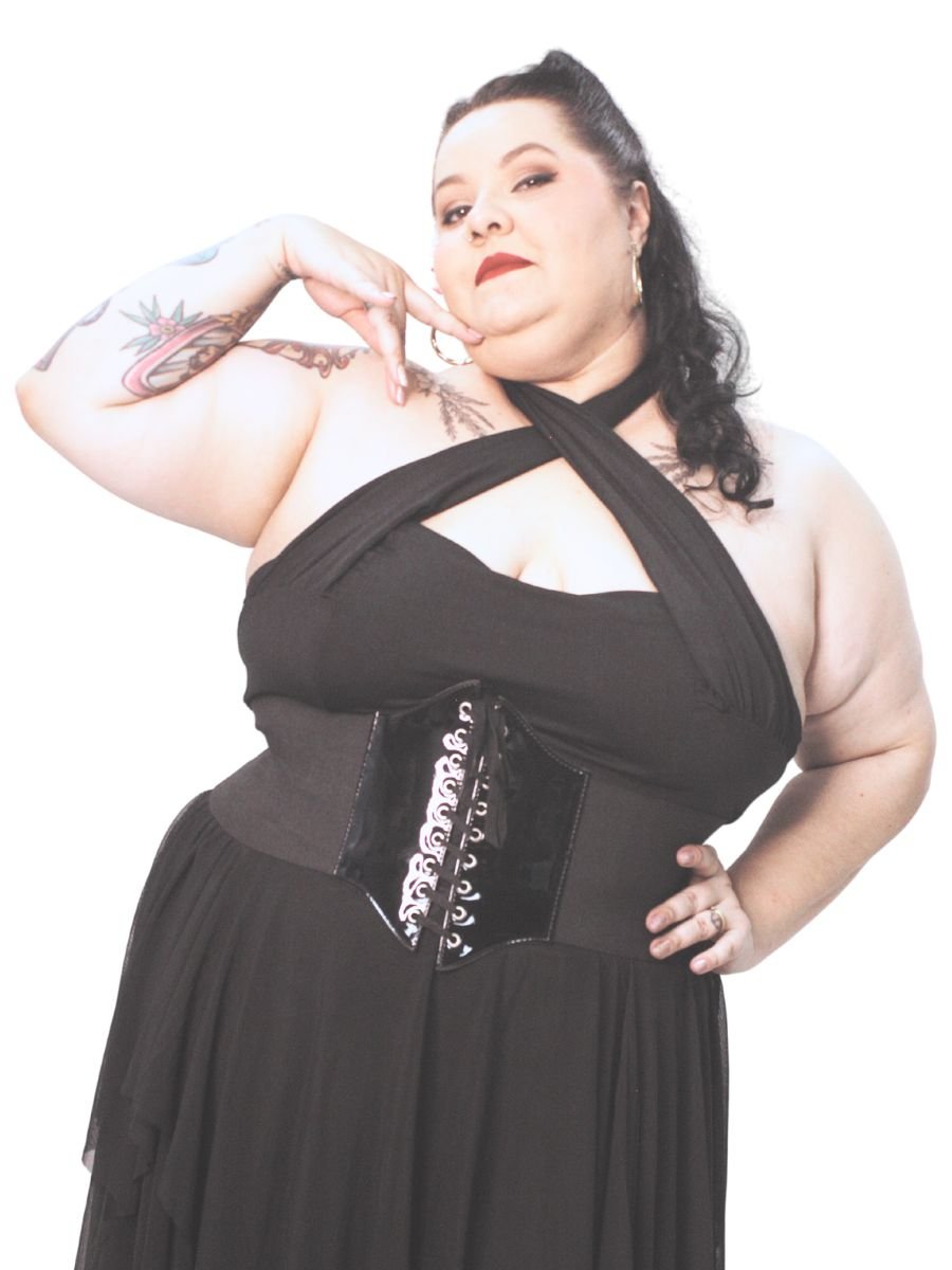 Cinto Corselet Lace Up Ajustável Vinil Morgan