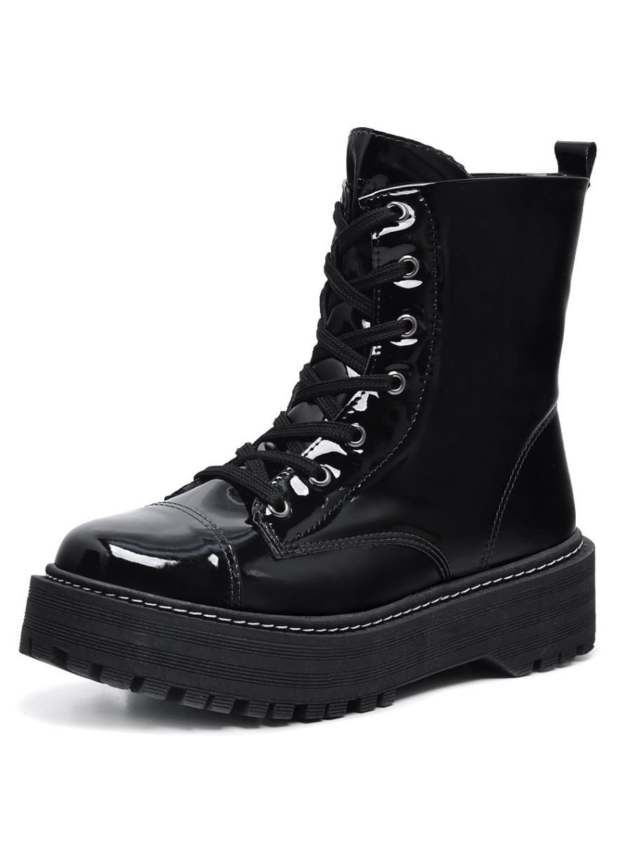 Coturno Bota Vinil Feminina Tratorado Plataforma