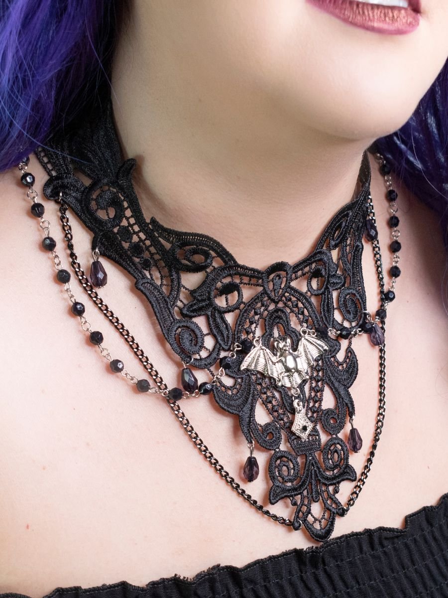 Gargantilha Chocker Renda Dark Bat