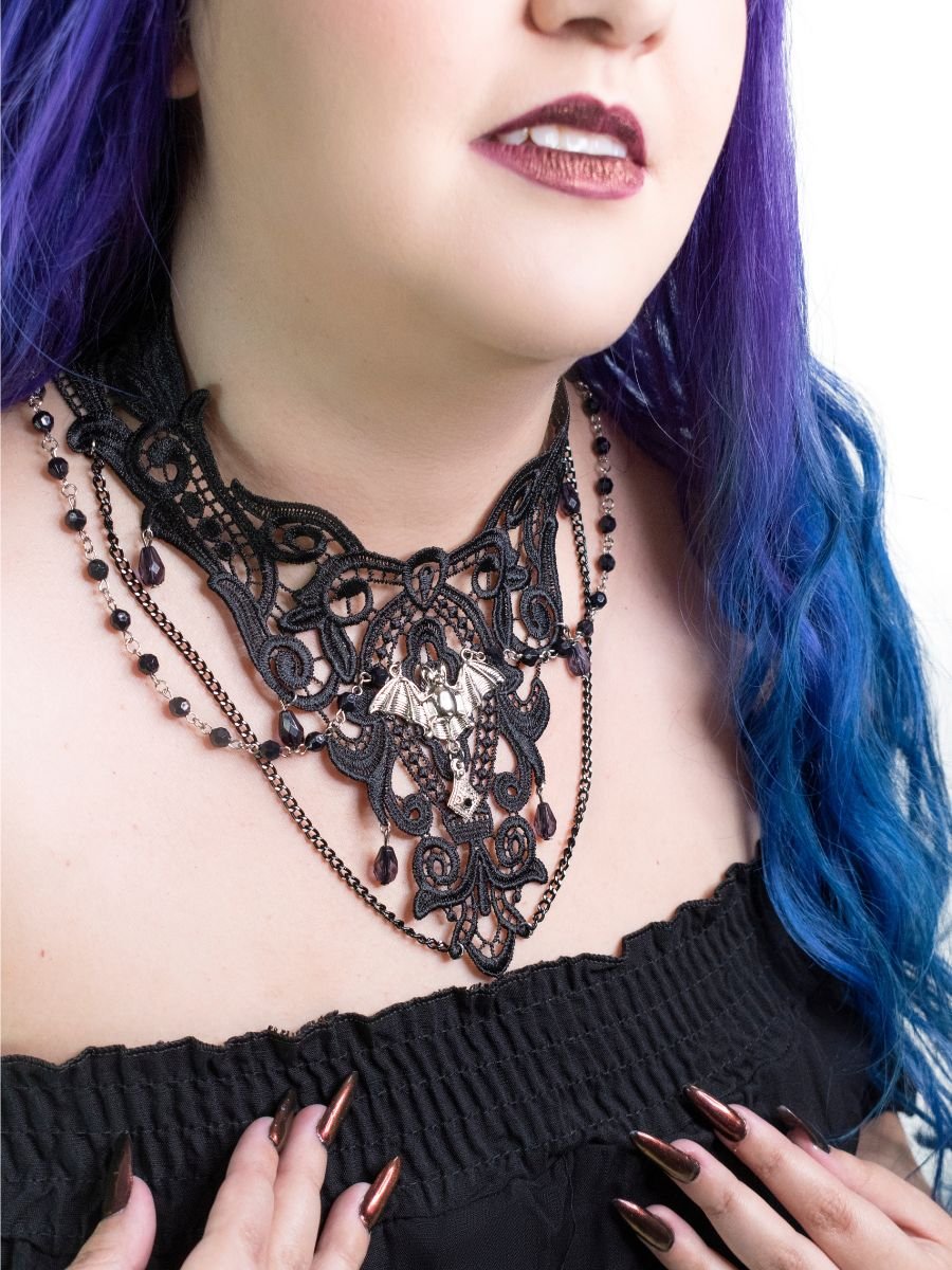 Gargantilha Chocker Renda Dark Bat