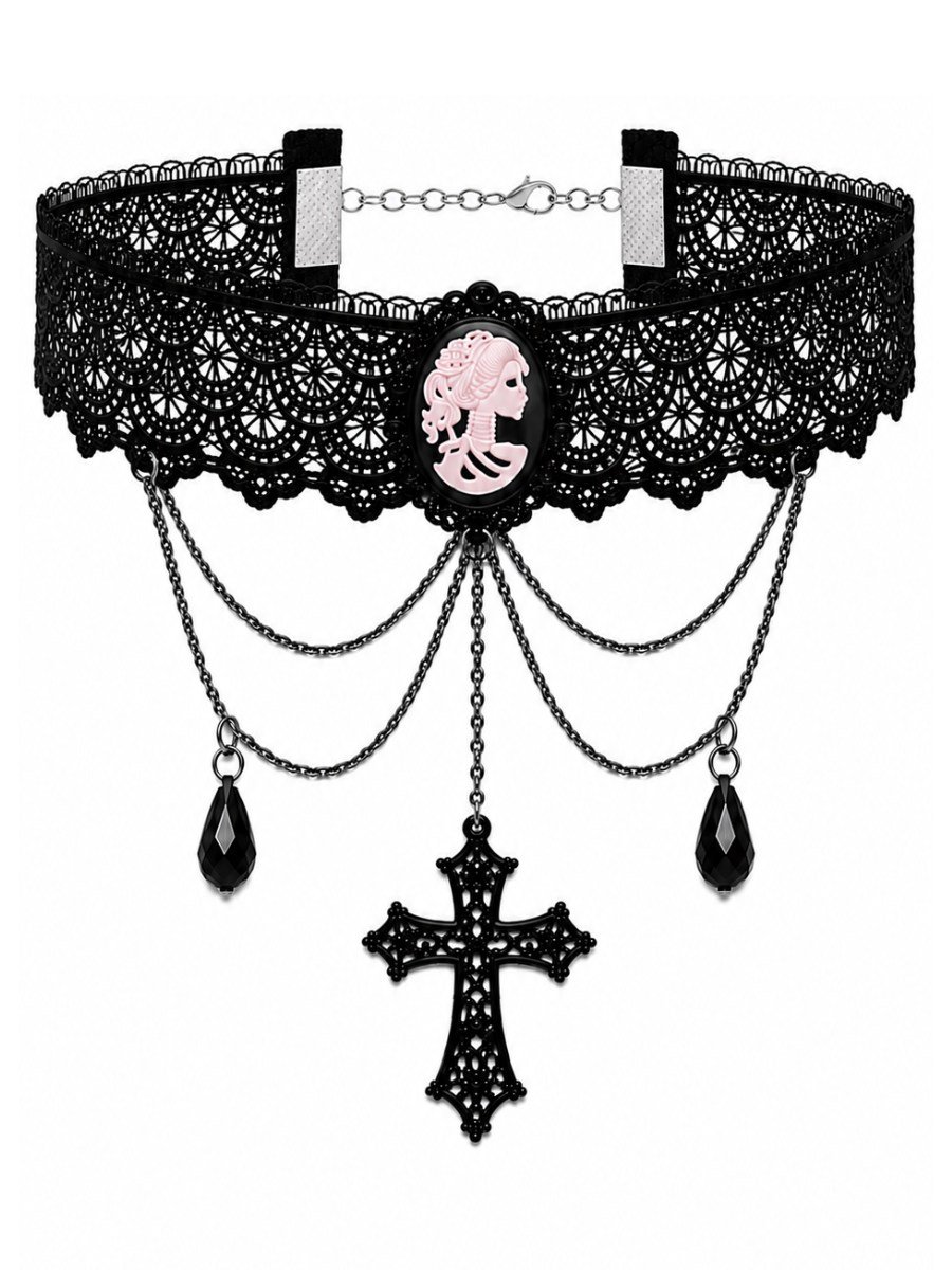 Gargantilha Choker Renda Camafeu