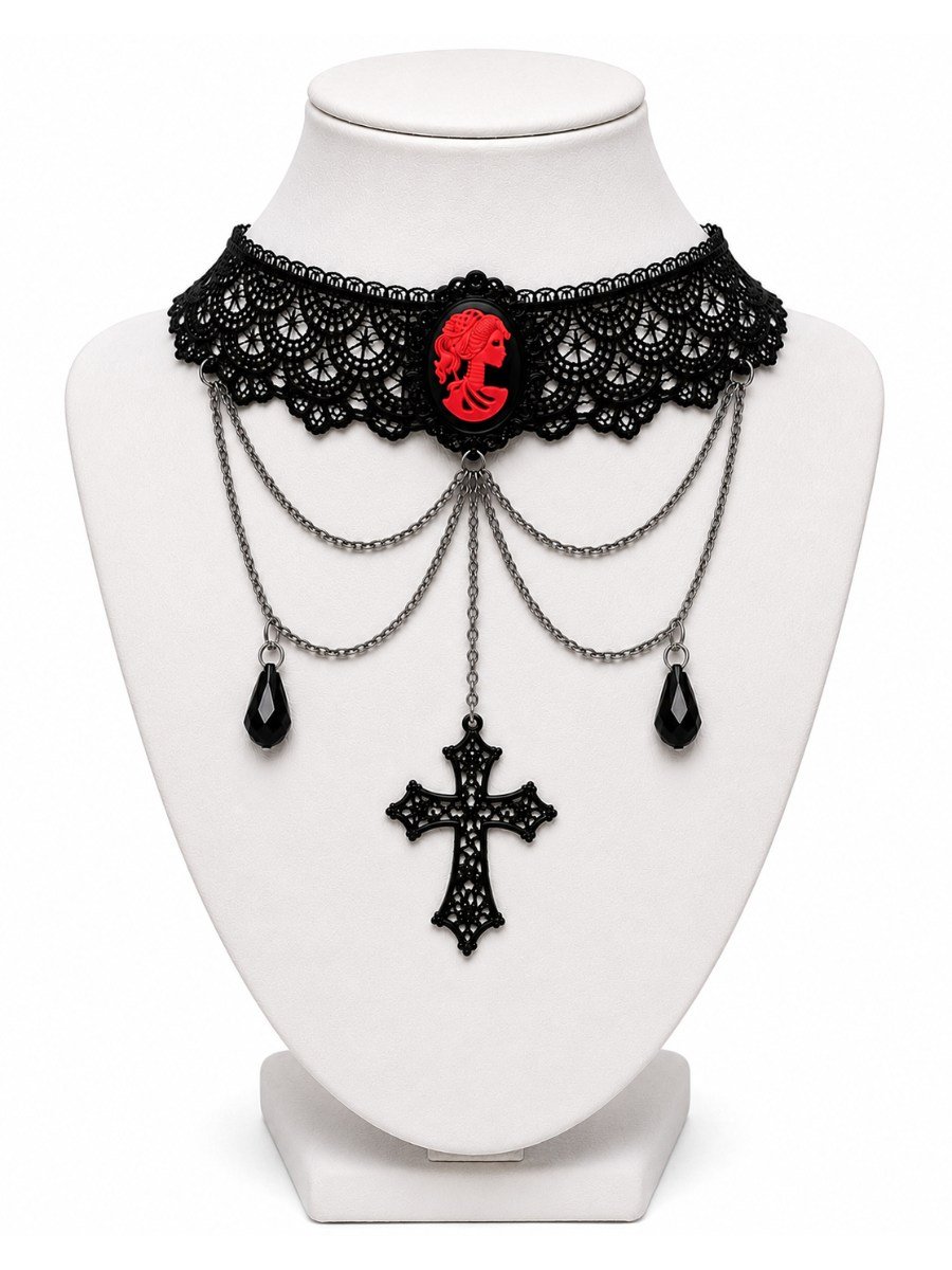 Gargantilha Choker Renda Camafeu