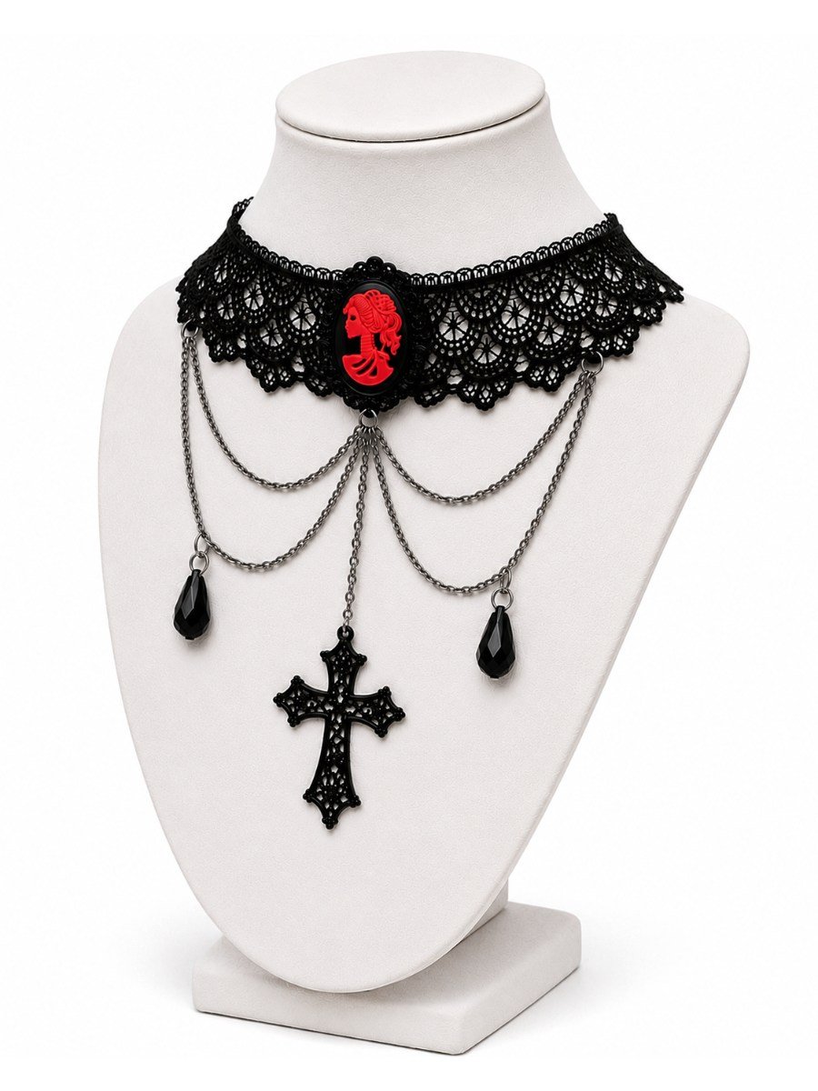 Gargantilha Choker Renda Camafeu
