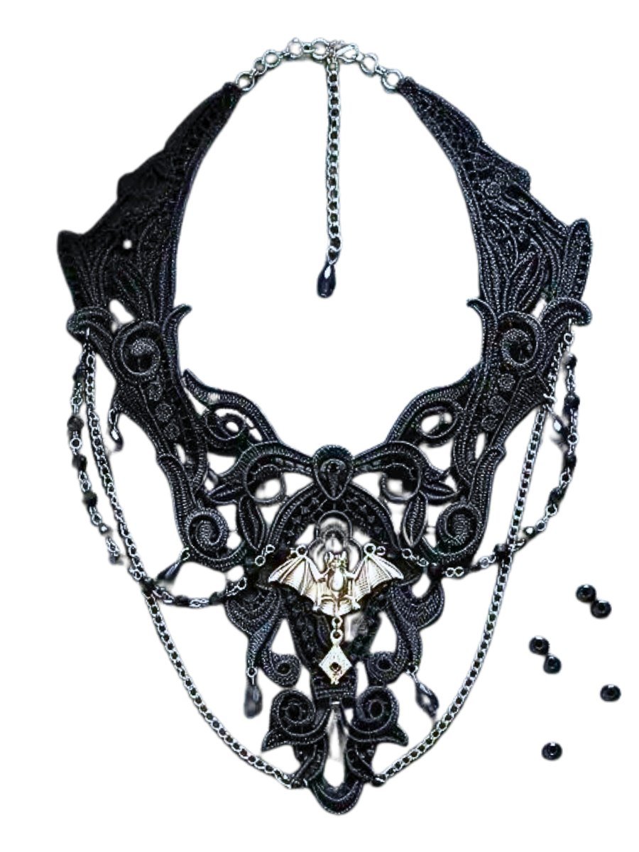 Gargantilha Choker Renda Dark Bat
