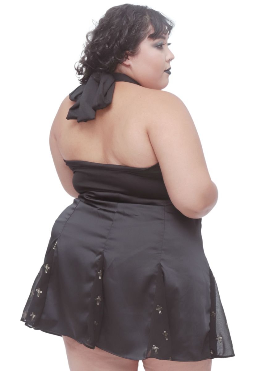 Saia Nesgas Gótica Dark Cross Strass