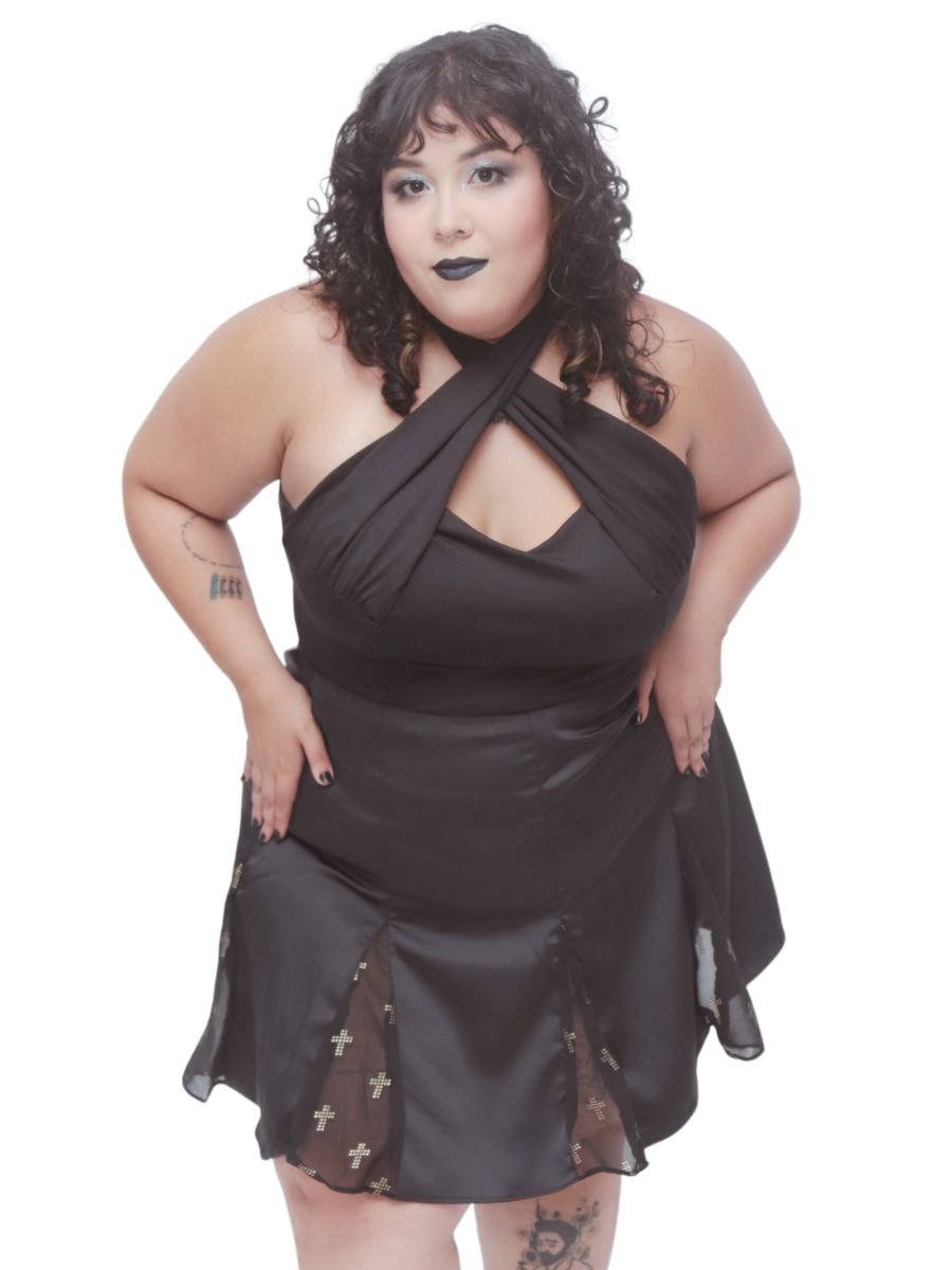 Saia Nesgas Gótica Dark Cross Strass