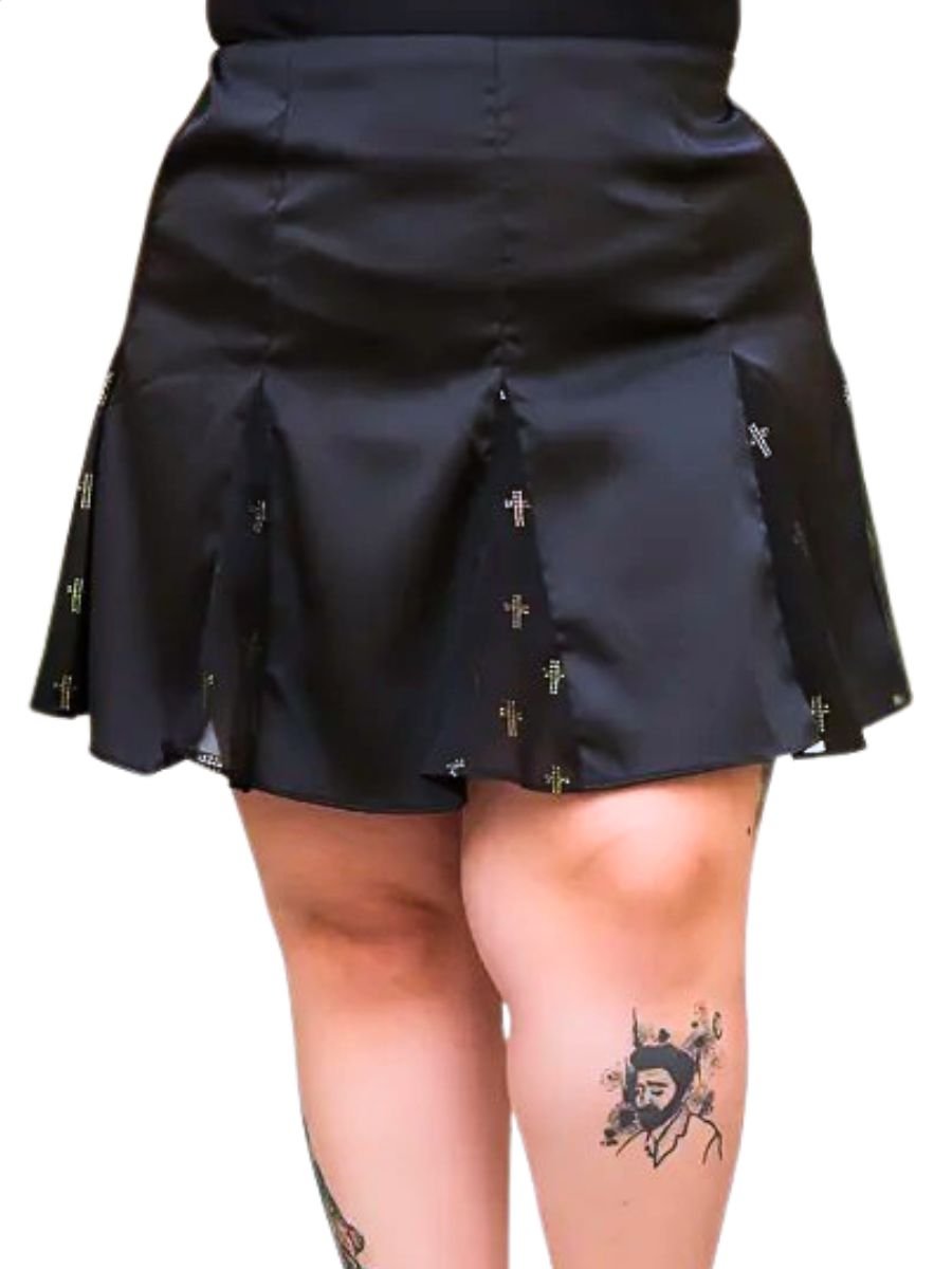 Saia Nesgas Gótica Dark Cross Strass