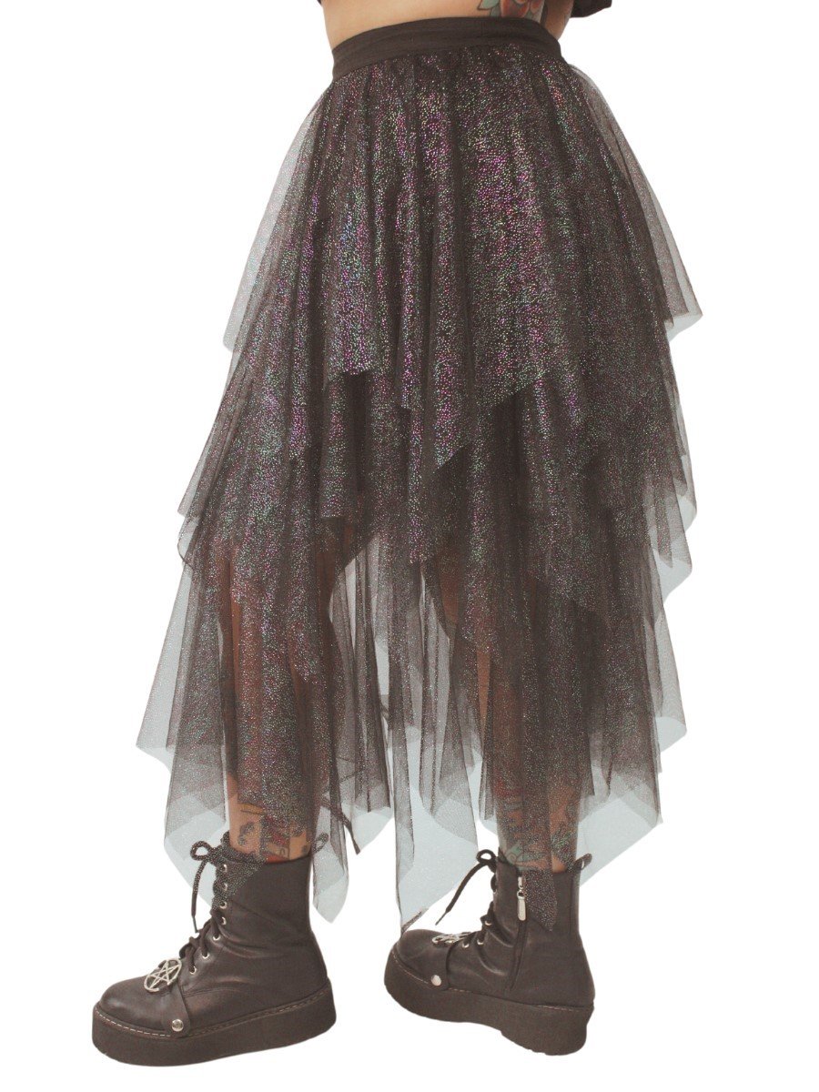 Saia Tule Em Camadas Glitter Sharon Den Adel