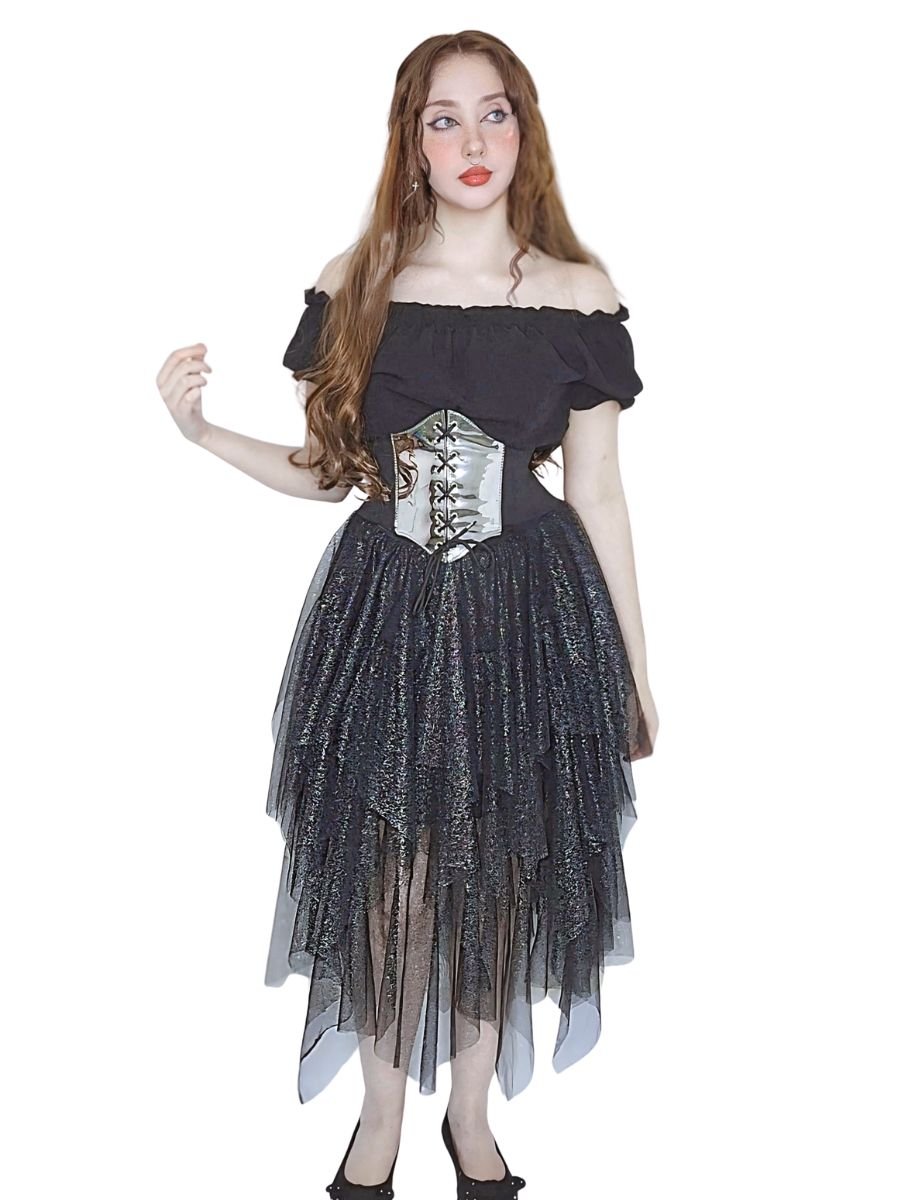 Saia Tule Em Camadas Glitter Sharon Den Adel