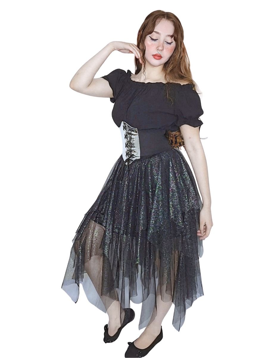 Saia Tule Em Camadas Glitter Sharon Den Adel