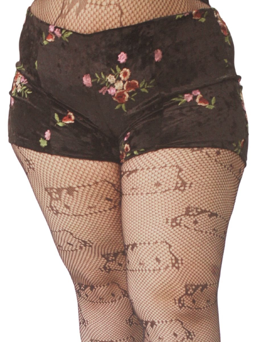Shorts Hot Pants Veludo Bordado Jannet