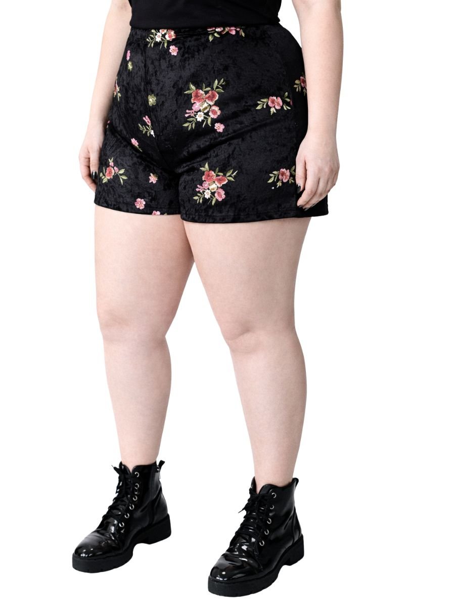 Shorts Hot Pants Veludo Bordado Jannet - Tamanho GG