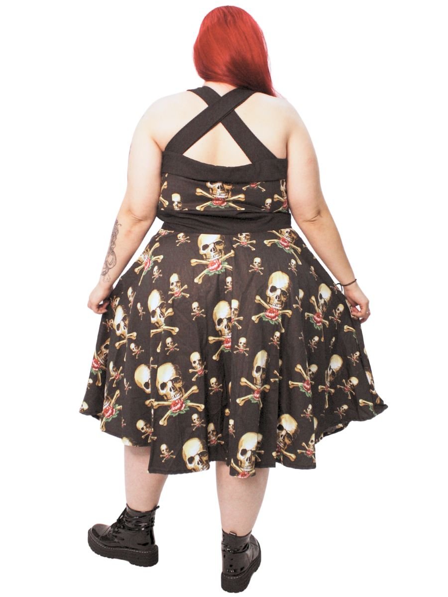 Vestido Godê Pin Up Caveira Rhode
