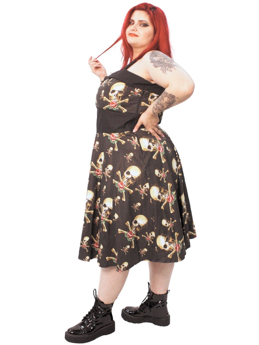 Vestido Godê Pin Up Caveira Rhode