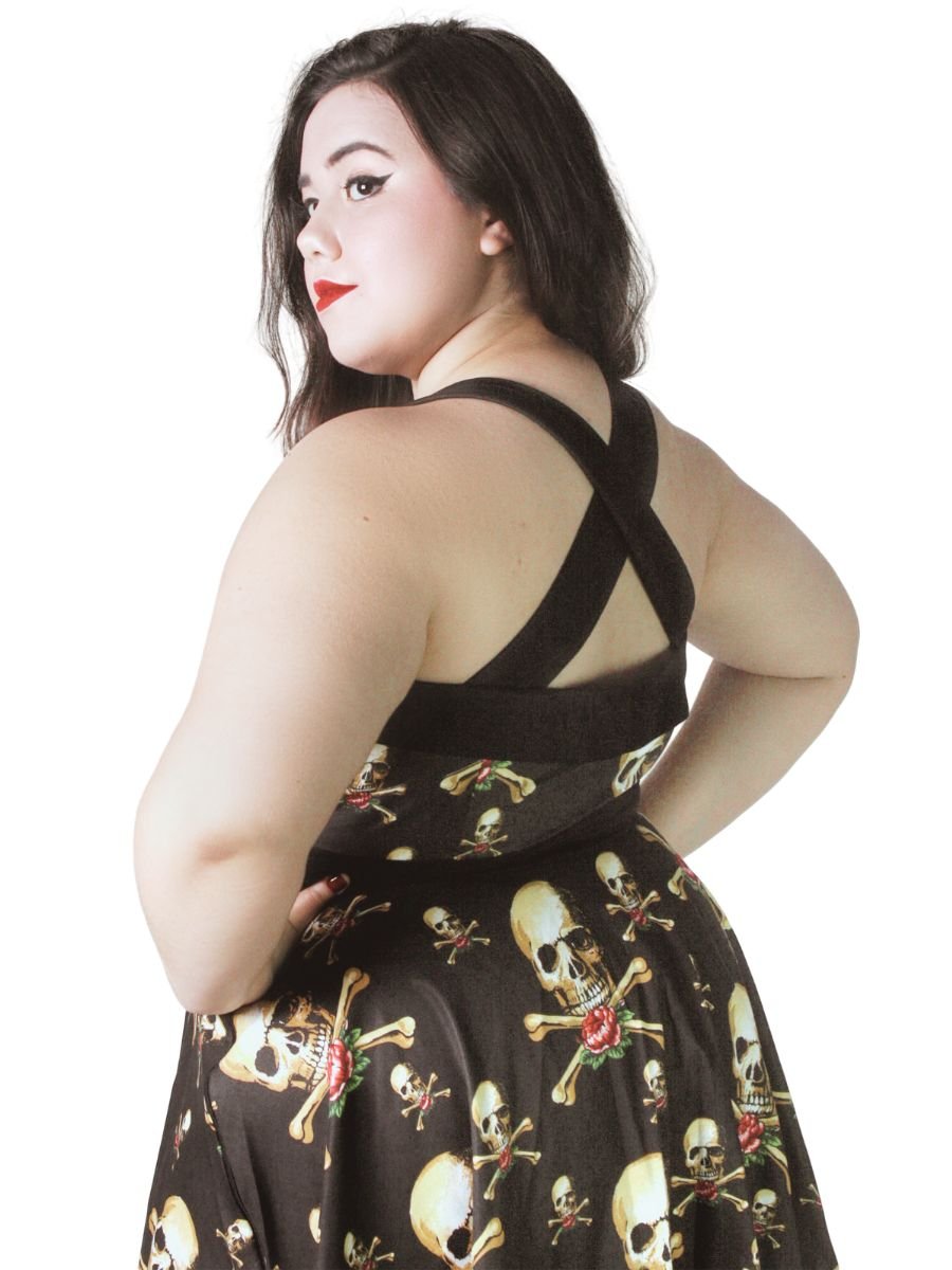 Vestido Godê Pin Up Caveira Rhode
