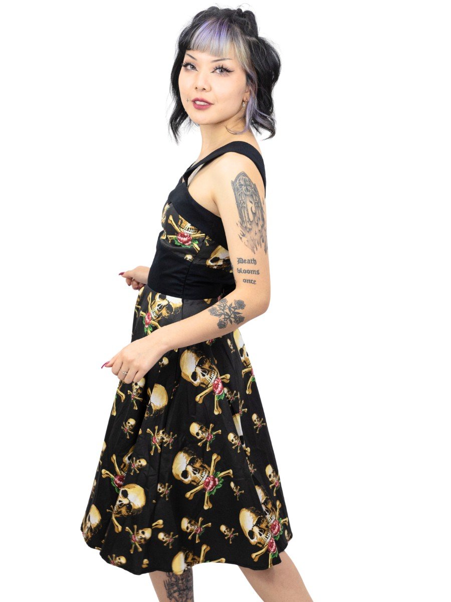 Vestido Godê Pin Up Caveira Rhode