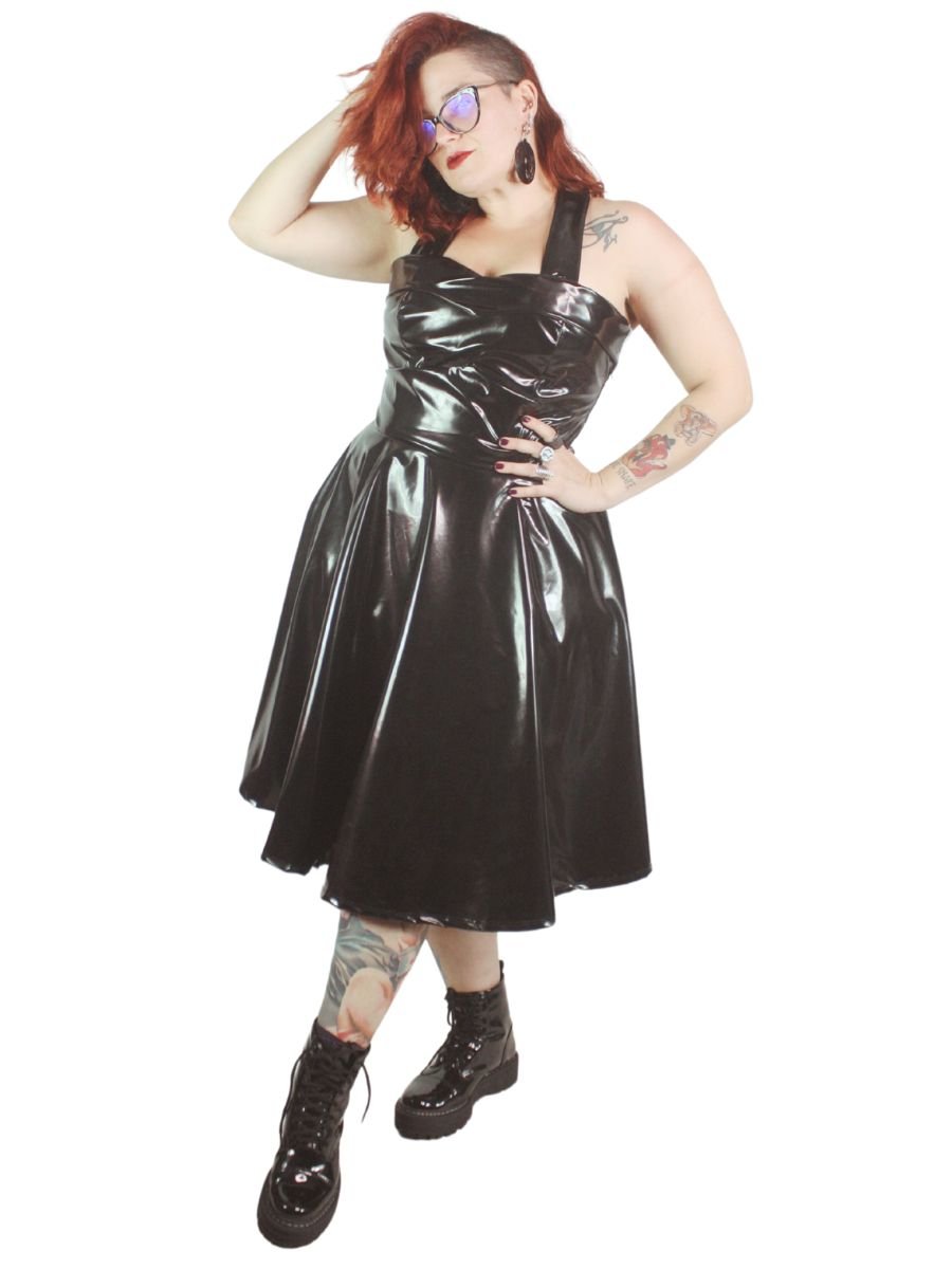 Vestido Preto Vinil Pin Up Trevosa Dolls Kill